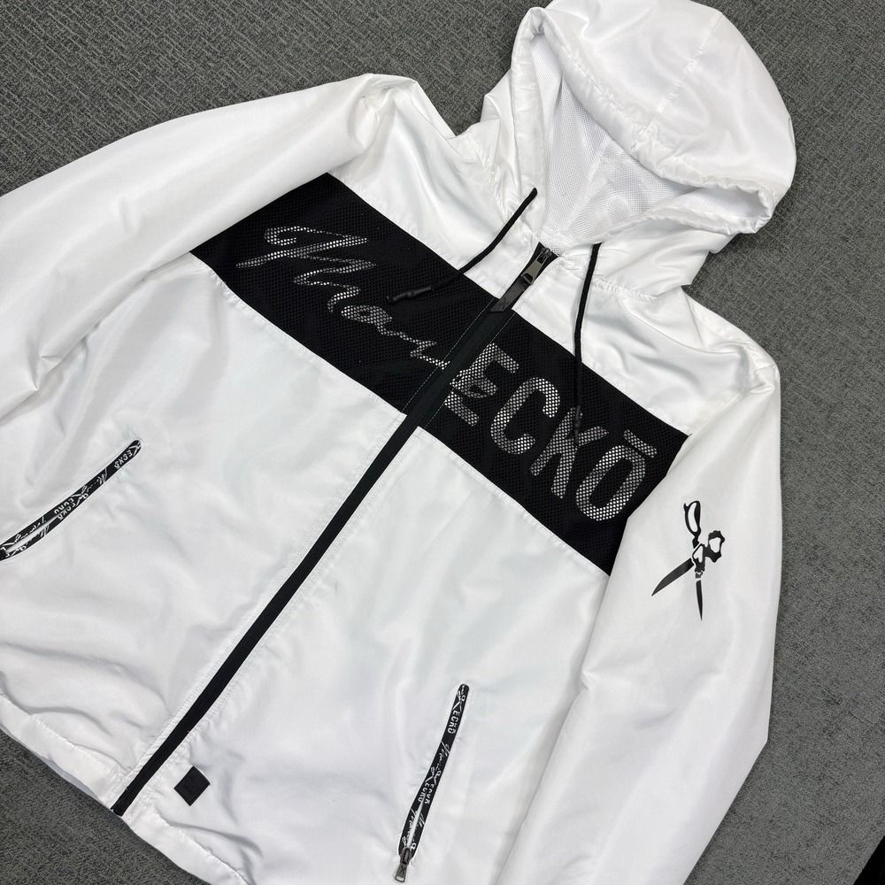 Marc Ecko Cut & Sew Track Jacket Women's 2X White Full Zip Hair Cut Scissors